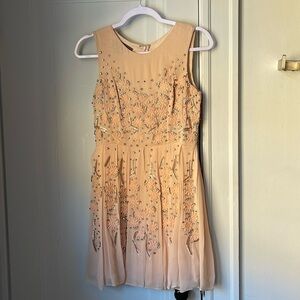 Jenny Yoo Collection Blaire Beaded Embellished Blush Dress Gown XS